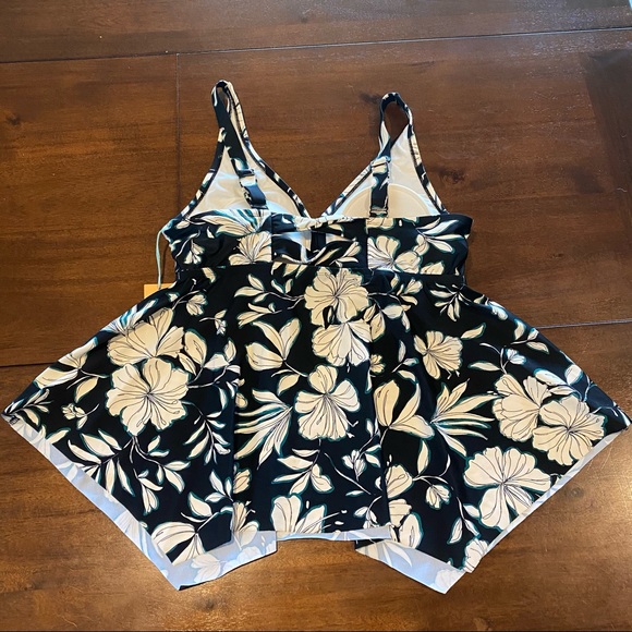 Over the Shoulder Tankini Top Black Floral - Picture 8 of 12